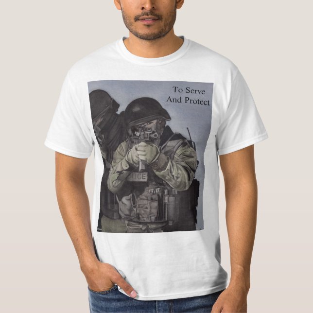 Polícia da SWAT para servir e proteger camiseta ma (Frente)