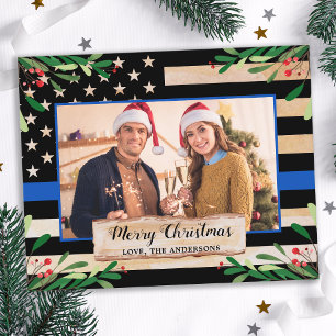 Polícia de Orçamento Thin Blue Line USA Bandeira N