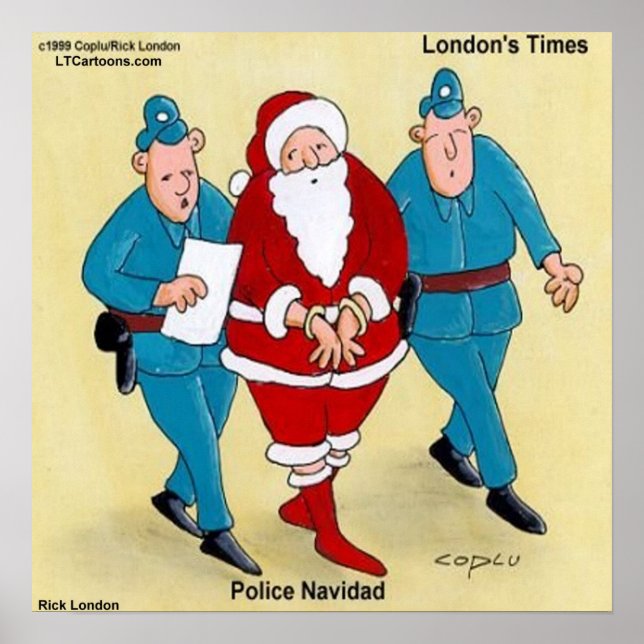 Polícia Navidad Funny Poster de Natal (Frente)