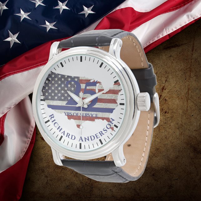 Polícia - Relógio de Aposentadoria Thin Blue Line  (Criador carregado)