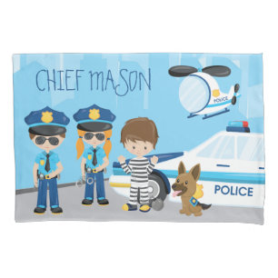 Policial de Cartoon de Garoto Bonito