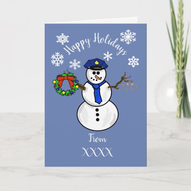 Policial Snowman Cartão de Natal ou Pessoal (Frente)