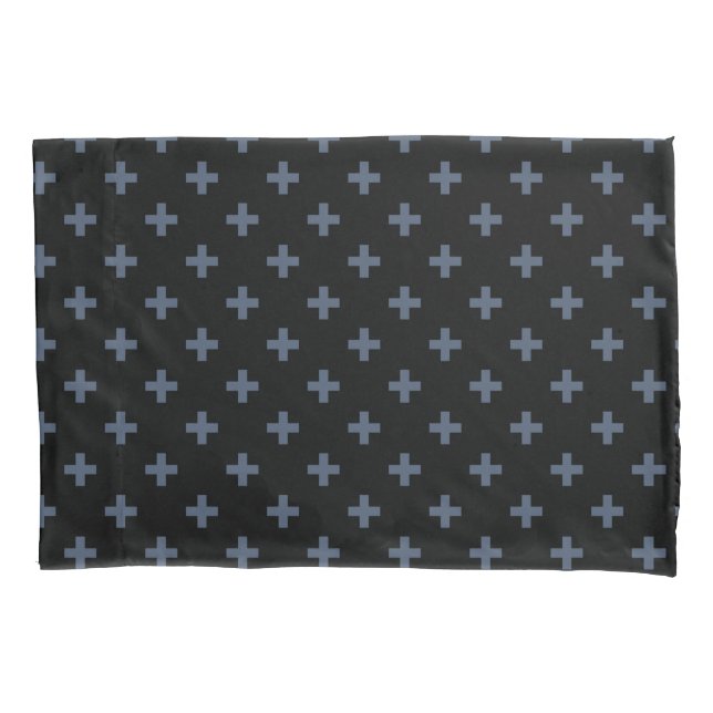 Polka de cinza azul cruza a preto (Frente)