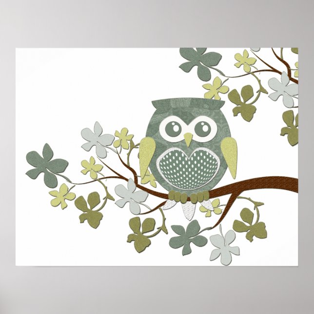 Polka Tree Owl Poster (Frente)