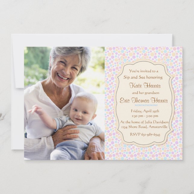 Polkadot Sip e Consulte Convite Fotográfico (Frente)