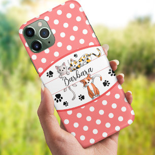 Polkadot vermelho e branco, gatinhos bonitos perso