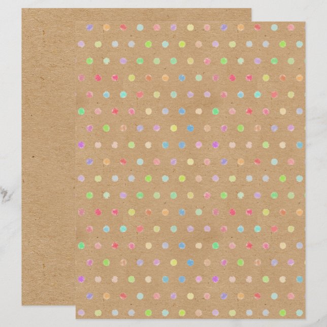 Polkadots Faux Brown Kraft Funky Papelão (Frente/Verso)
