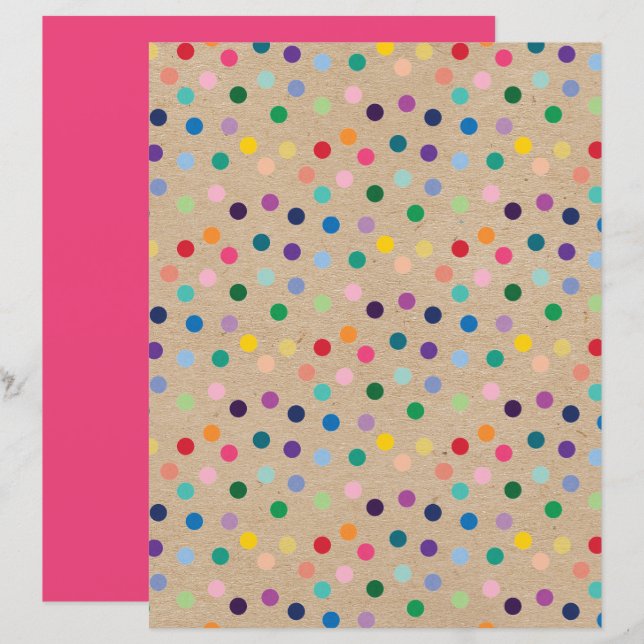 Polkadots Faux Brown Kraft Funky Papelão (Frente/Verso)