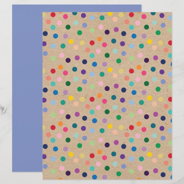 Polkadots Faux Brown Kraft Funky Papelão (Frente/Verso)