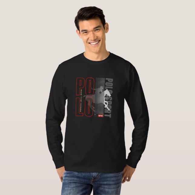 Polo Esporte | Camisa T de manga longa, de uso mas (Frente Completa)