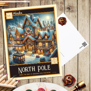 Polo Norte, Alasca Cartão postal Vintage