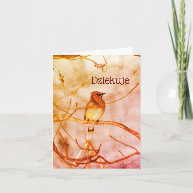 Polonês Obrigado Cartão de Arte Natural Dziekuje (Frente)