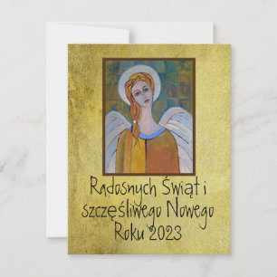 Polonês Wesołych Świąt Merry Christmas Card Angels