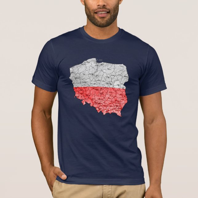 Polônia Flagcolor Map T-Shirt (Frente)