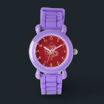 Polvo branco em relógio vermelho<br><div class="desc">Polvo branco sobre fundo vermelho e borda branca. Design simples e elegante. Correspondência com números brancos.</div>