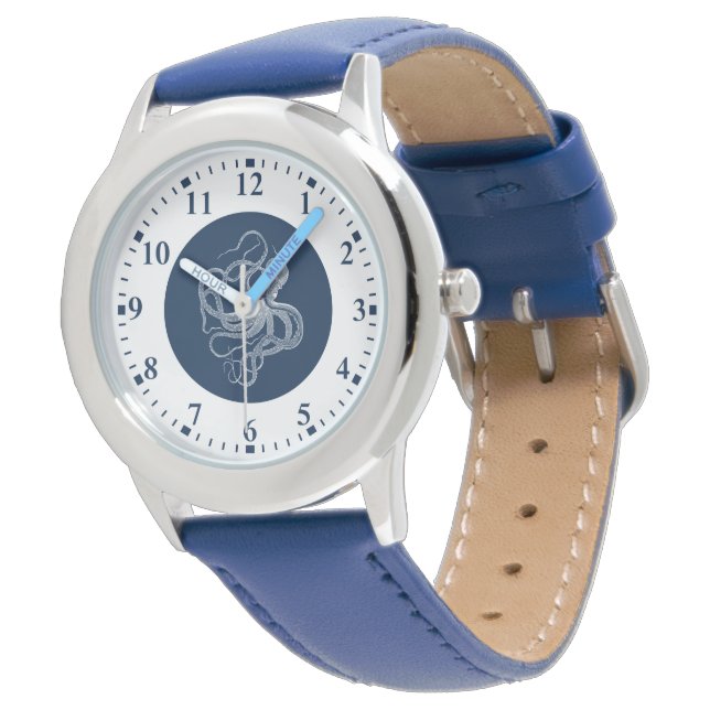 Polvo branco no relógio grande azul escuro (Angular)