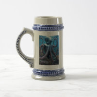 Polvo cibernético caneca de cerveja azul à direita