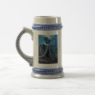 Polvo cibernético caneca de cerveja azul à direita