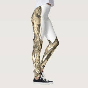 Polvo Sepia Duplo em Leggings Brancas