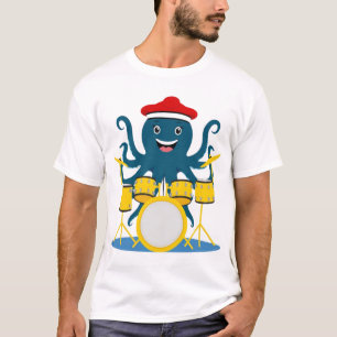 polvo tocando tambor com camisa