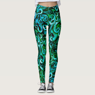 Polvo Verde Tentáculos Leggings Mar Vapor