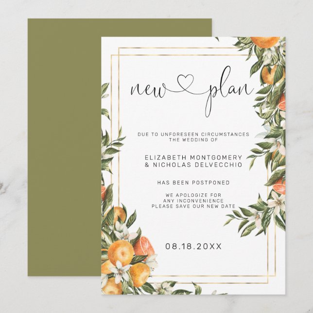 Pomar de Citros | Anúncio de Casamento Adiado (Frente/Verso)