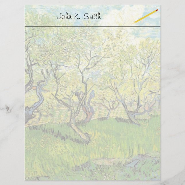 Pomar em Blossom, Vincent van Gogh. (Frente)