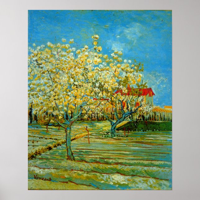 Pomar em Flor por Vincent van Gogh Poster (Frente)