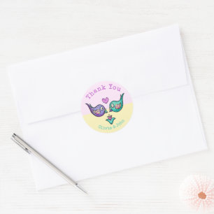 Pombinhos Aquarela Obrigado adesivo personalizado