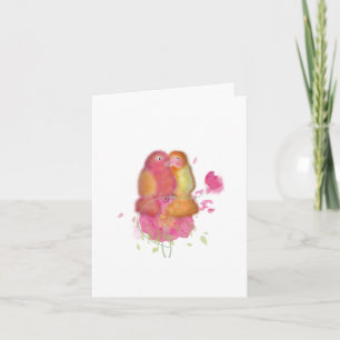 Pombinhos de amor amam cores rosa cartão postal