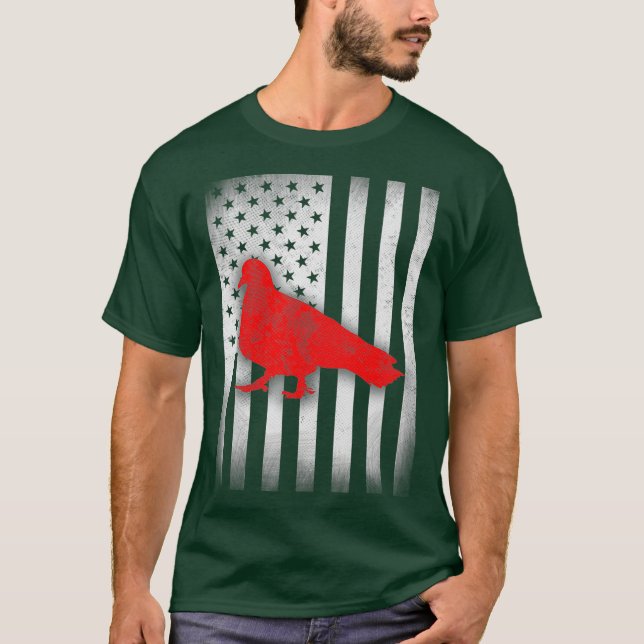 pombo Camisa Pássaro EUA Bandeira (Frente)