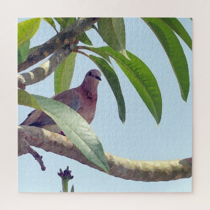 pombo num quebra-cabeça de pintura em árvore