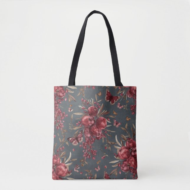 Pomegranate & Olive Botanical Tote Bag (Frente)