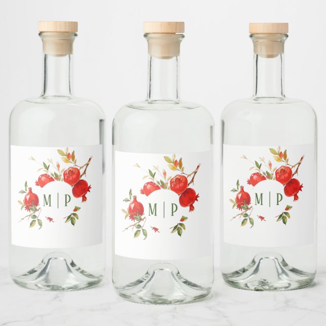 Pomegrancha tema aquarela Cores brilhantes (Garrafas)
