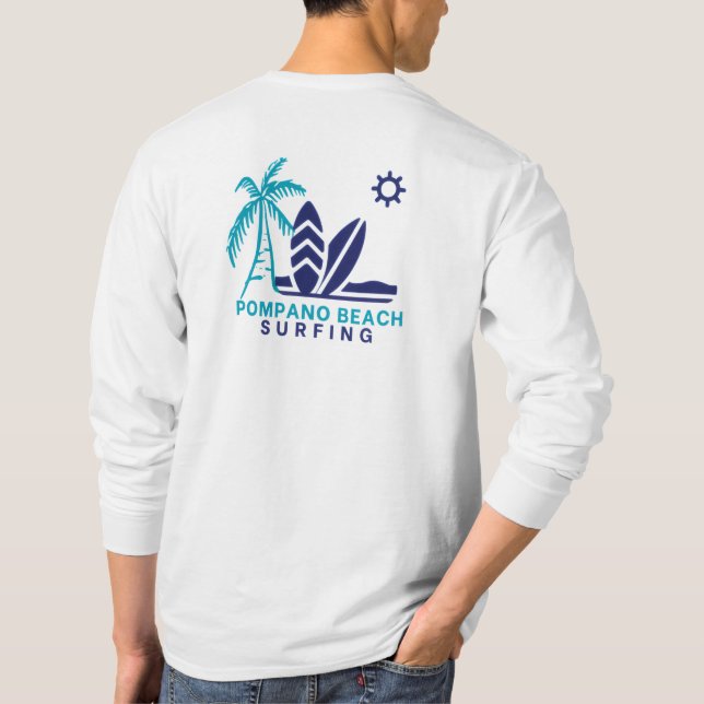 Pompano Beach Florida Surfing T-Shirt (Verso)