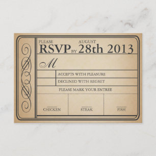 Ponchout RSVP II de Tíquete do casamento vintage