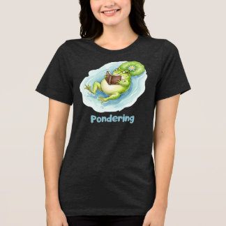 Pondering Frog Reading Book T-shirt