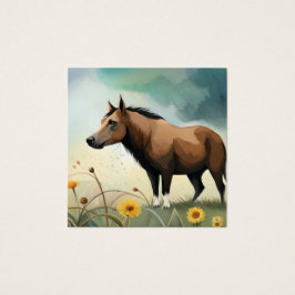 Pônea castanho-branca no campo floral