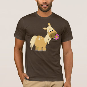 Pônei dos desenhos animados e t-shirt da flor