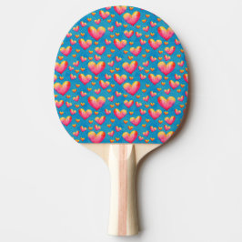 Pong Corações Aquarela Multicolorida Raquete de Ping Po