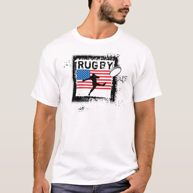 Pontapé do t-shirt dos fãs do rugby dos EUA (Frente)