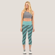 Pontas Diagonais de Matizes Verdes Leggings Capri
