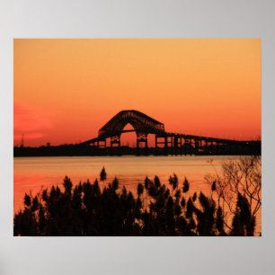 Ponte chave através do Poster Marsh Sunset
