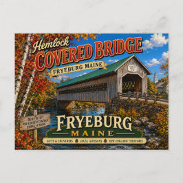 Ponte Coberta Hemlock Fryeburg Maine Cartão Postal