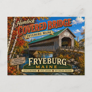 Ponte Coberta Hemlock Fryeburg Maine Cartão Postal