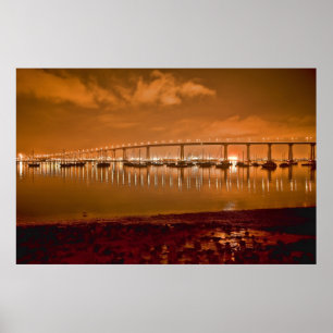 Ponte da baía de Coronado no poster da noite