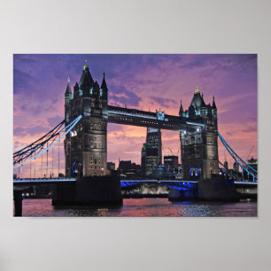 Ponte da Torre de Londres à noite em poster