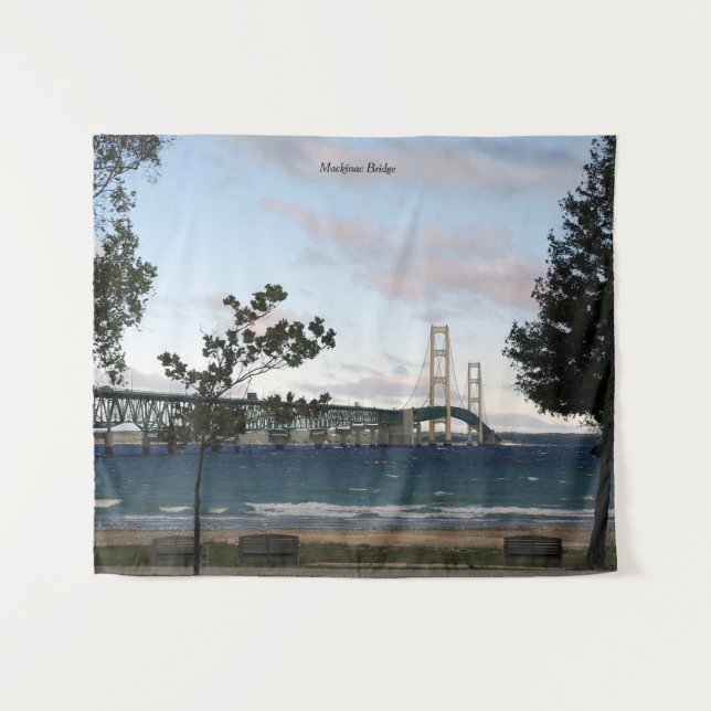 Ponte Mackinac com tapeçaria de árvores (Frente (Horizontal))