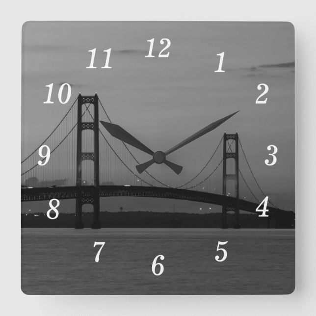 Ponte Mackinac No Relógio De Parede Em Escala De C (Frente)