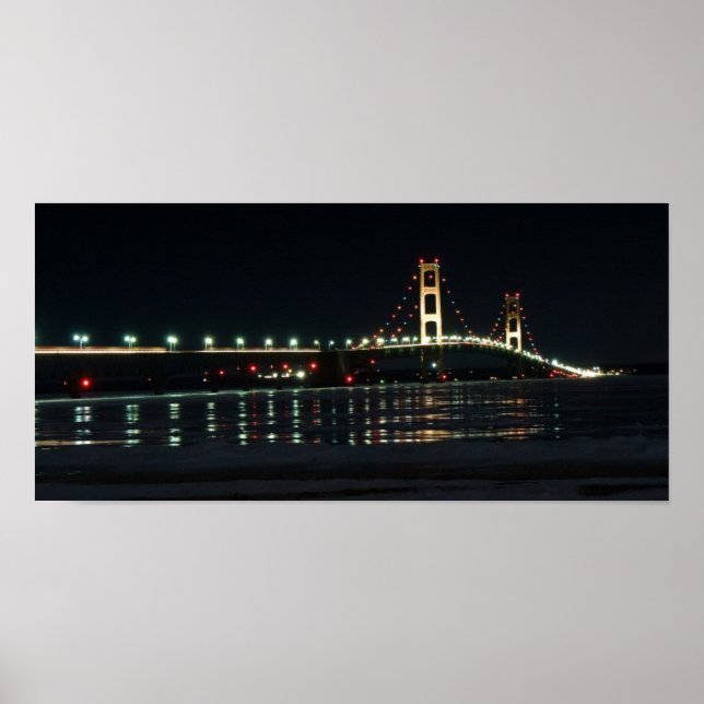 Ponte Mackinaw em poster noturno (Frente)